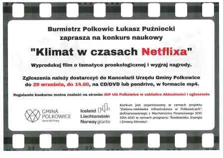 Plakat informujący o konkursie burmistrza Polkowic