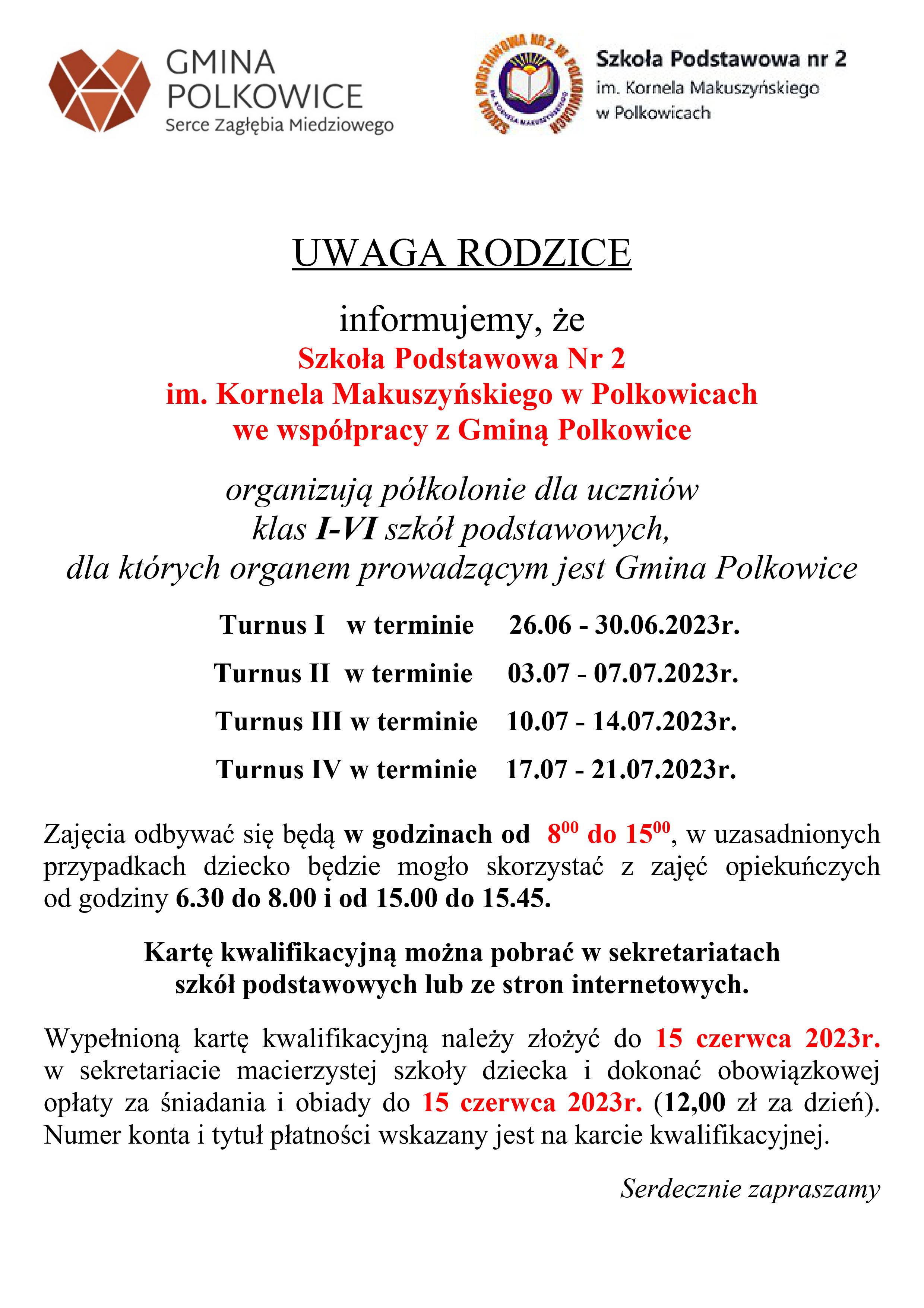 ogłoszenie półkolonie