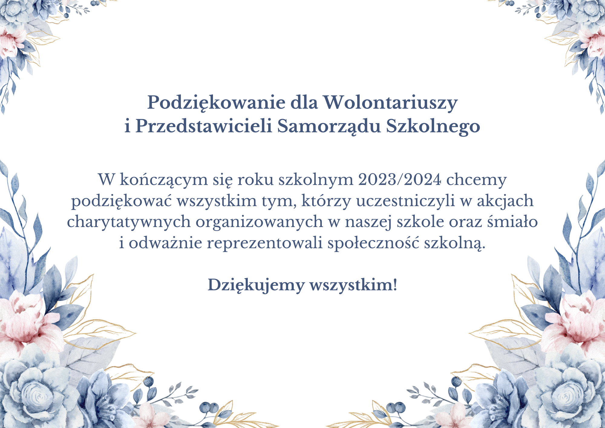 Podziękowania dla wolontariuszy