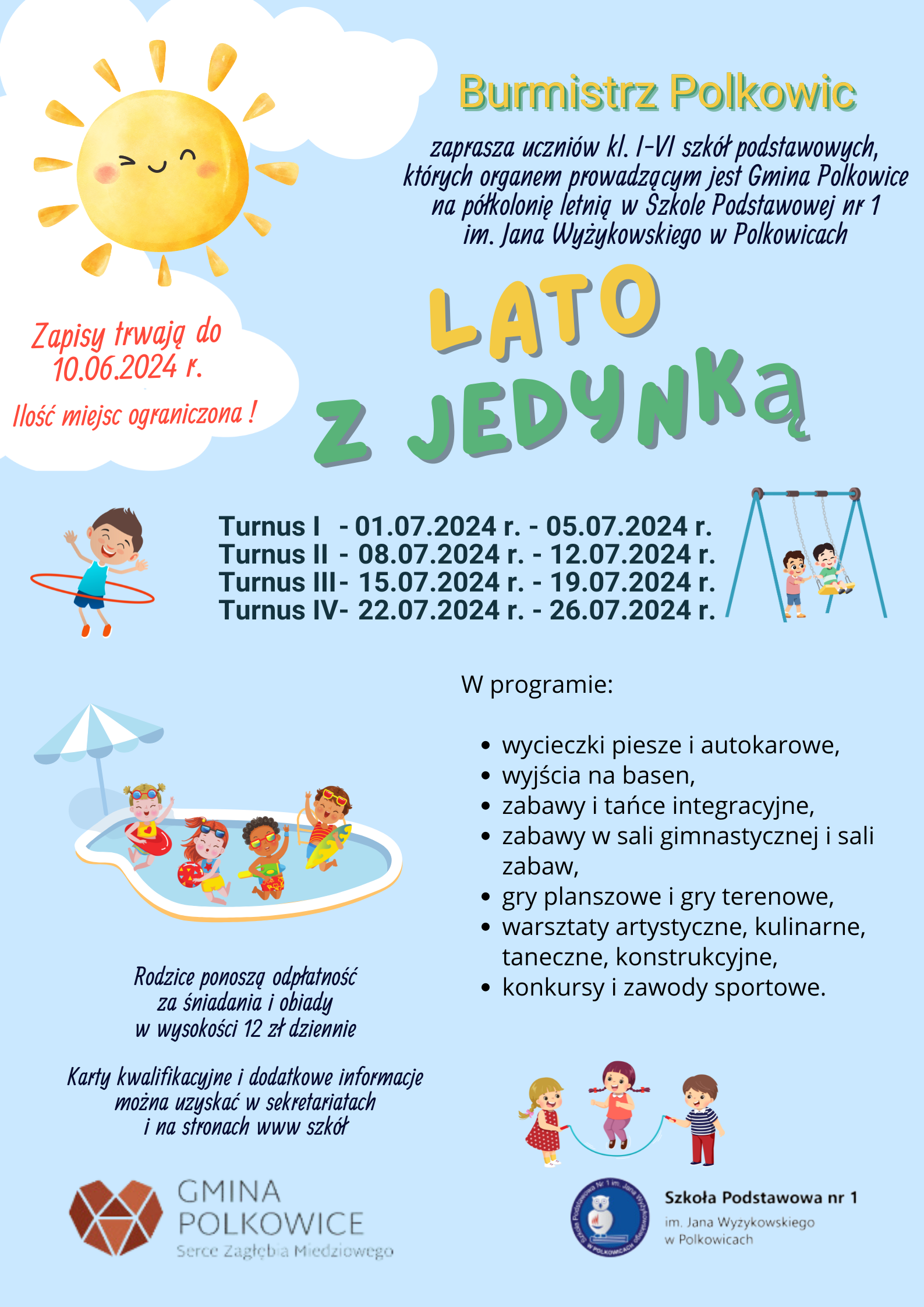 Plakat informacyjny o półkoloniach